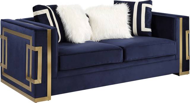 Catowba Blue Loveseat with Four Pillows - Thumbnail - Image 1