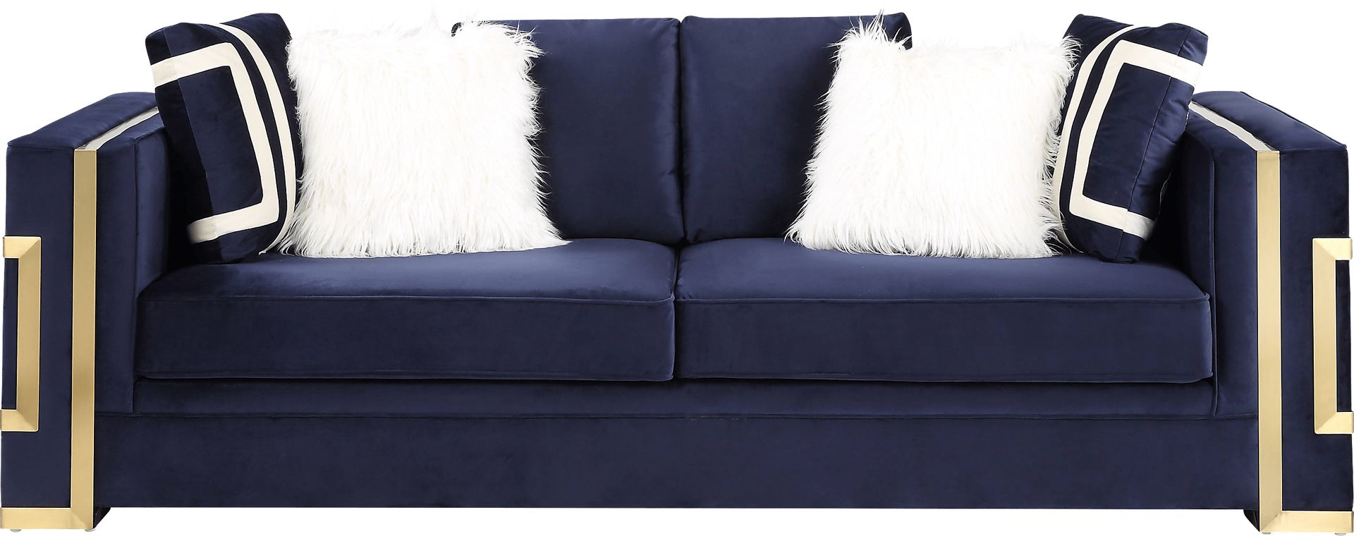 Catowba Blue Sofa with Six Pillows - Image 3