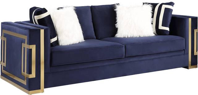 Catowba Blue Sofa with Six Pillows - Thumbnail - Image 1
