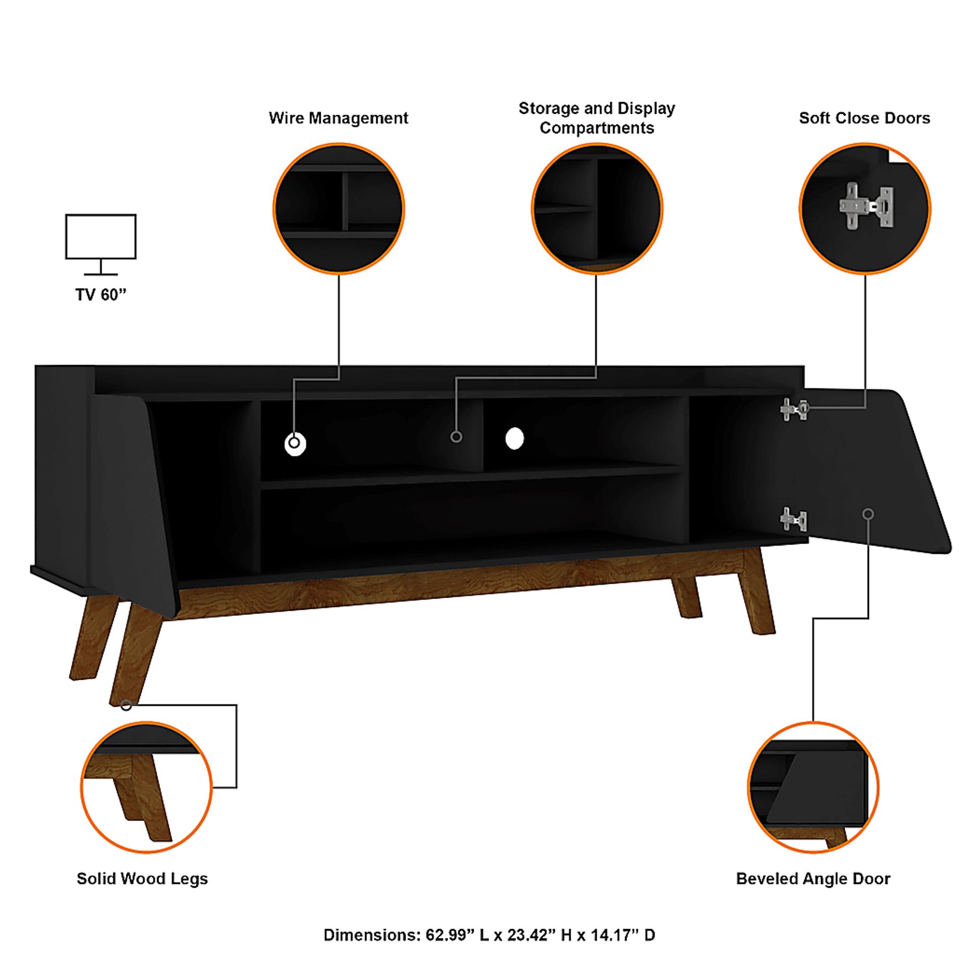 Caughey II Black 63 in. Console - Image 7
