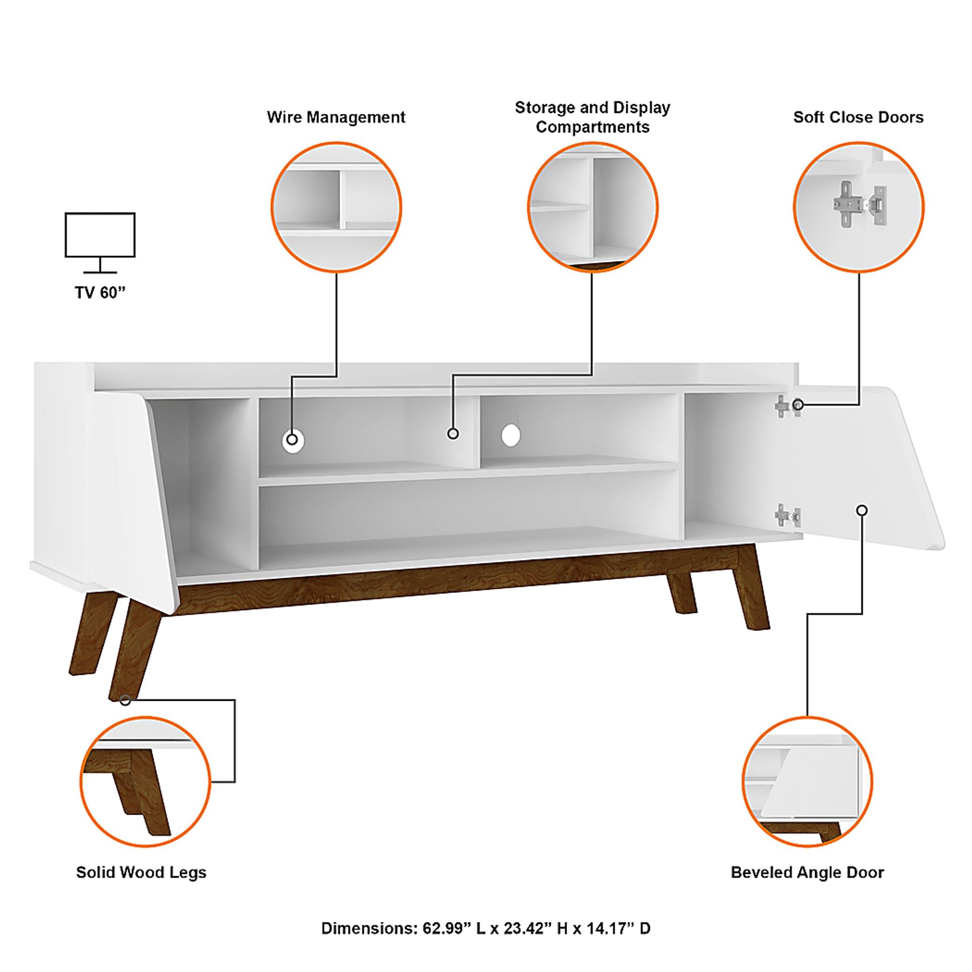 Caughey II White 63 in. Console - Image 8