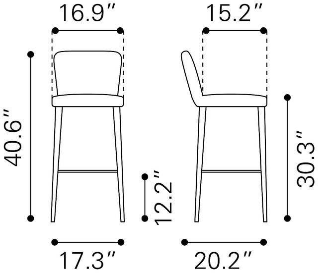 Cauldwell Gray Bar Height Stool, Set of 2 - Thumbnail - Image 10