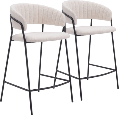 Causbie White Counter Height Stool, Set of 2