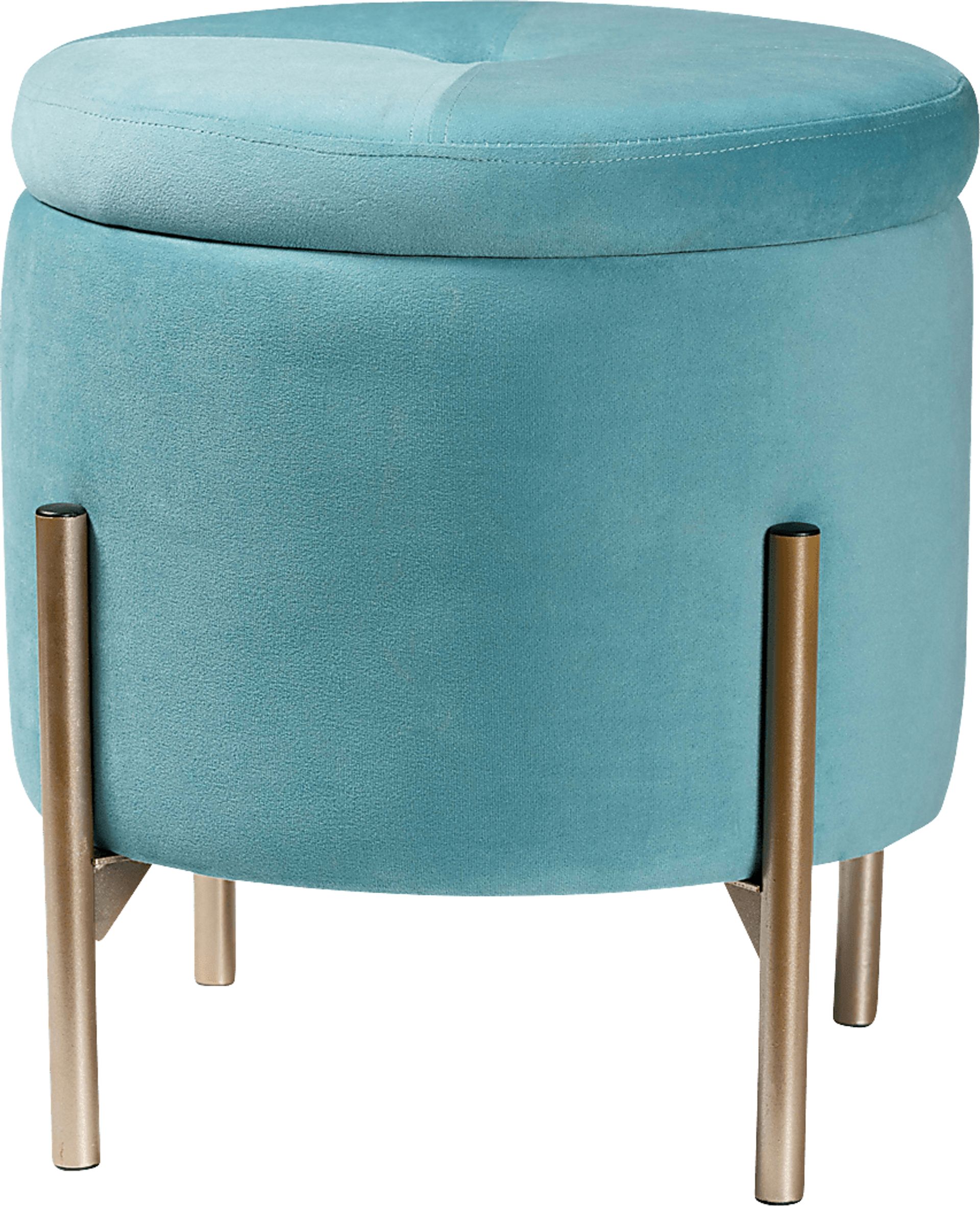 Causton Blue Ottoman - Image 1