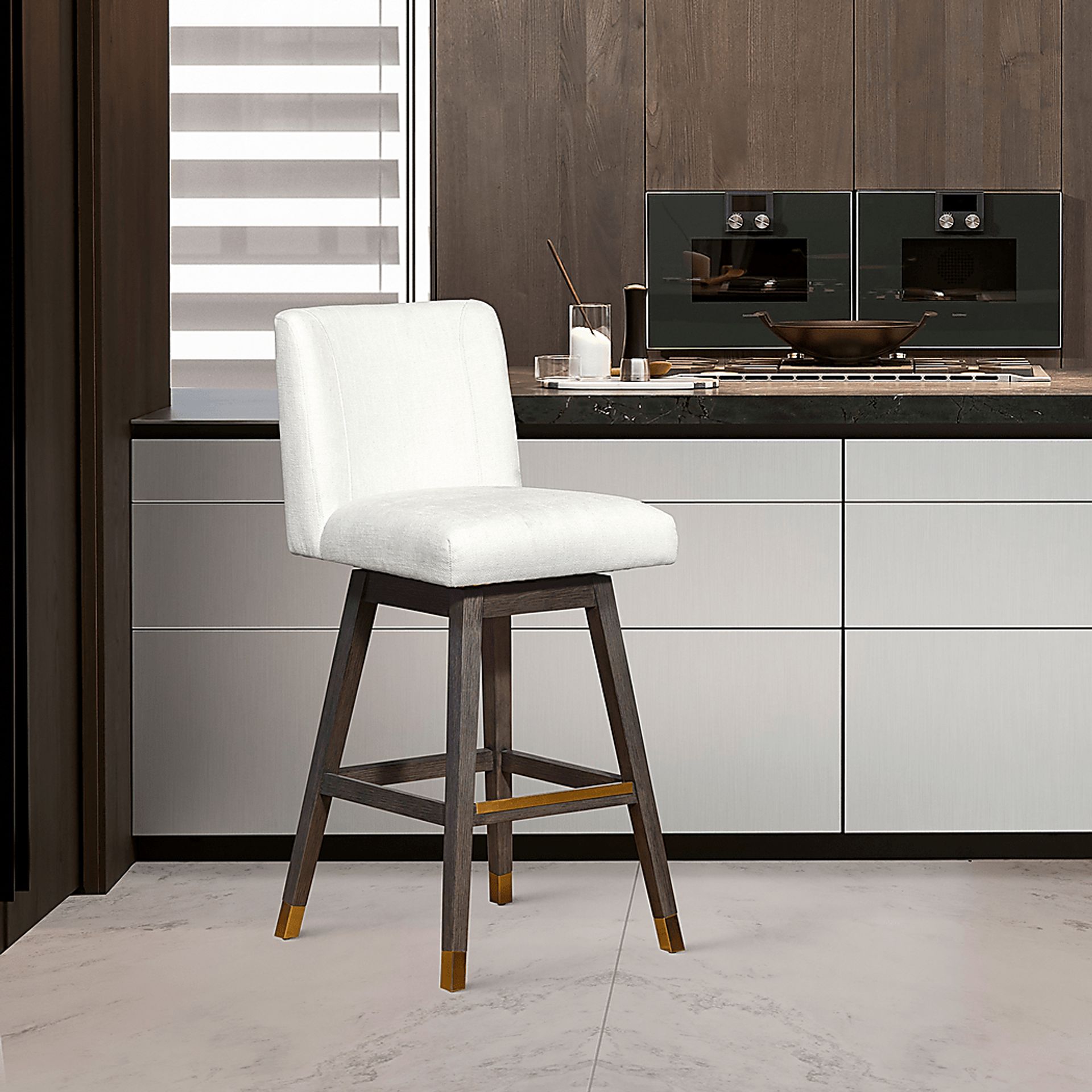 Cauthorn Ivory Swivel Barstool - Image 2