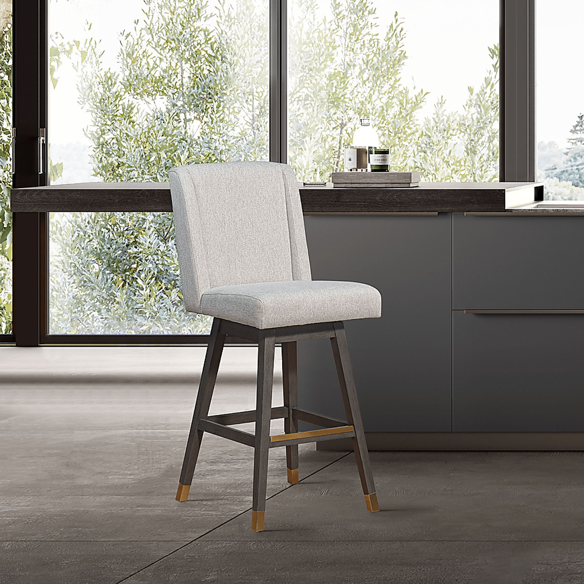 Cauthroun Beige Swivel Counter Stool - Image 2