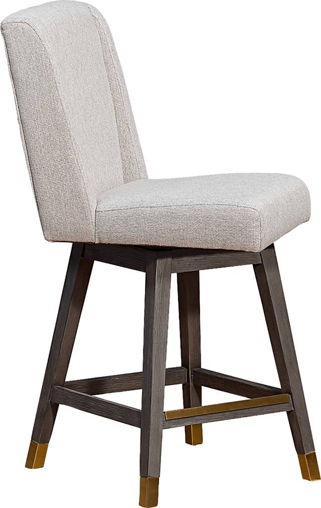 Cauthroun Beige Swivel Counter Stool - Thumbnail - Image 4