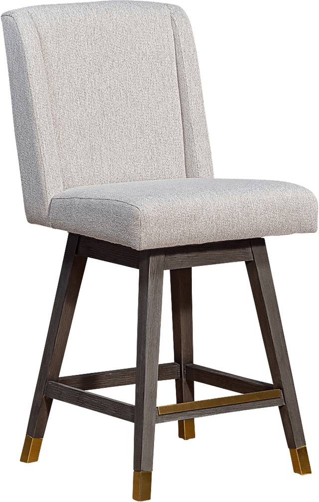 Cauthroun Beige Swivel Counter Stool - Thumbnail - Image 1