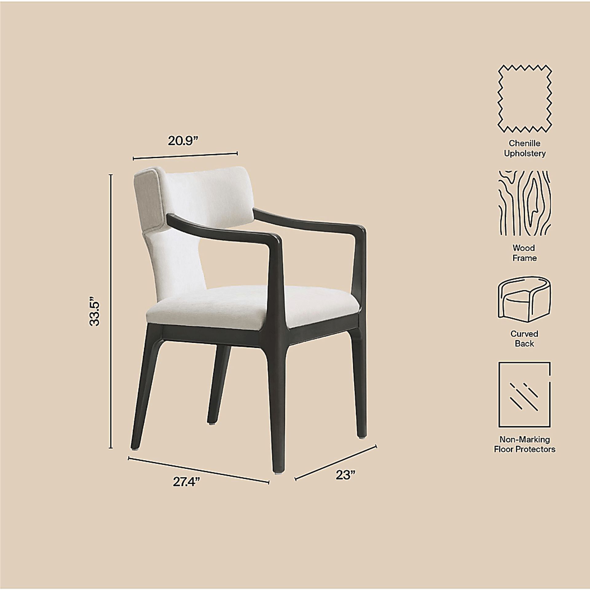 Cautri White Arm Chair - Image 5