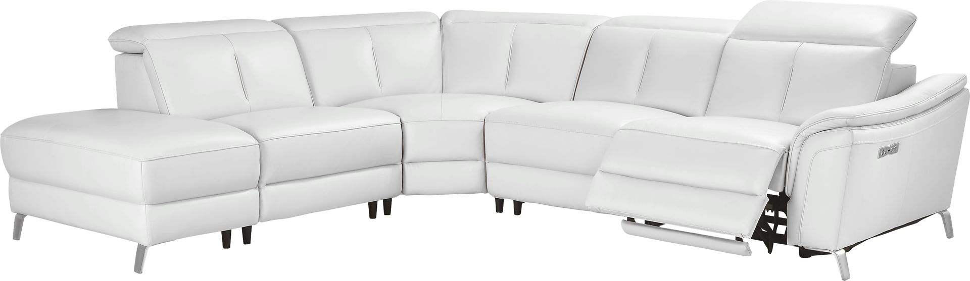 Cavani White Leather 5 Pc Dual Power Reclining Sectional - Image 1