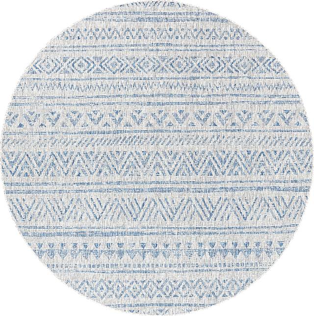 Cavella Blue 7'10 Round Indoor/Outdoor Rug - Thumbnail - Image 1