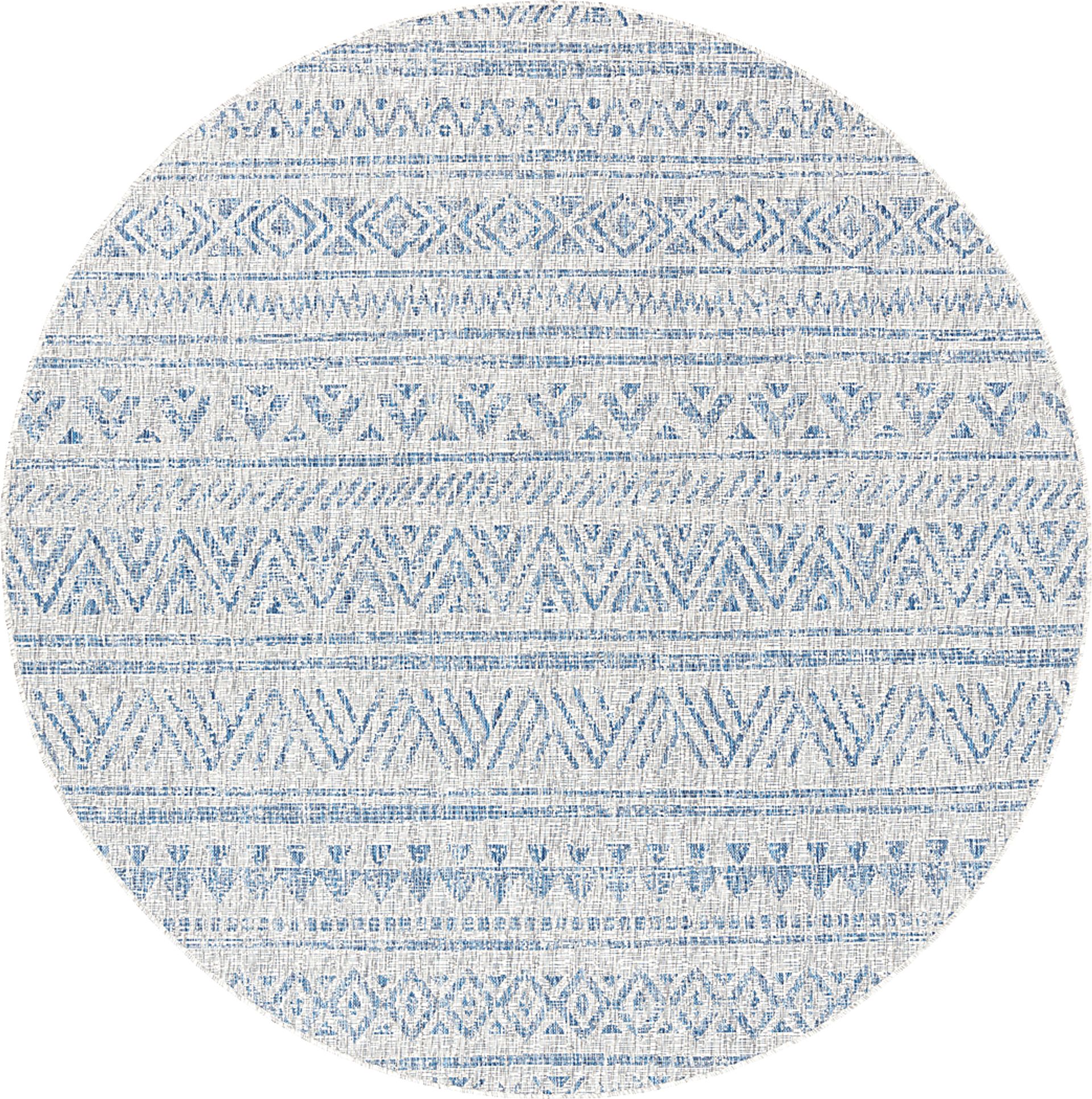 Cavella Blue 7'10 Round Indoor/Outdoor Rug - Image 1