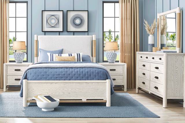Caviar Cove White 5 Pc King Upholstered Bedroom - Thumbnail - Image 1