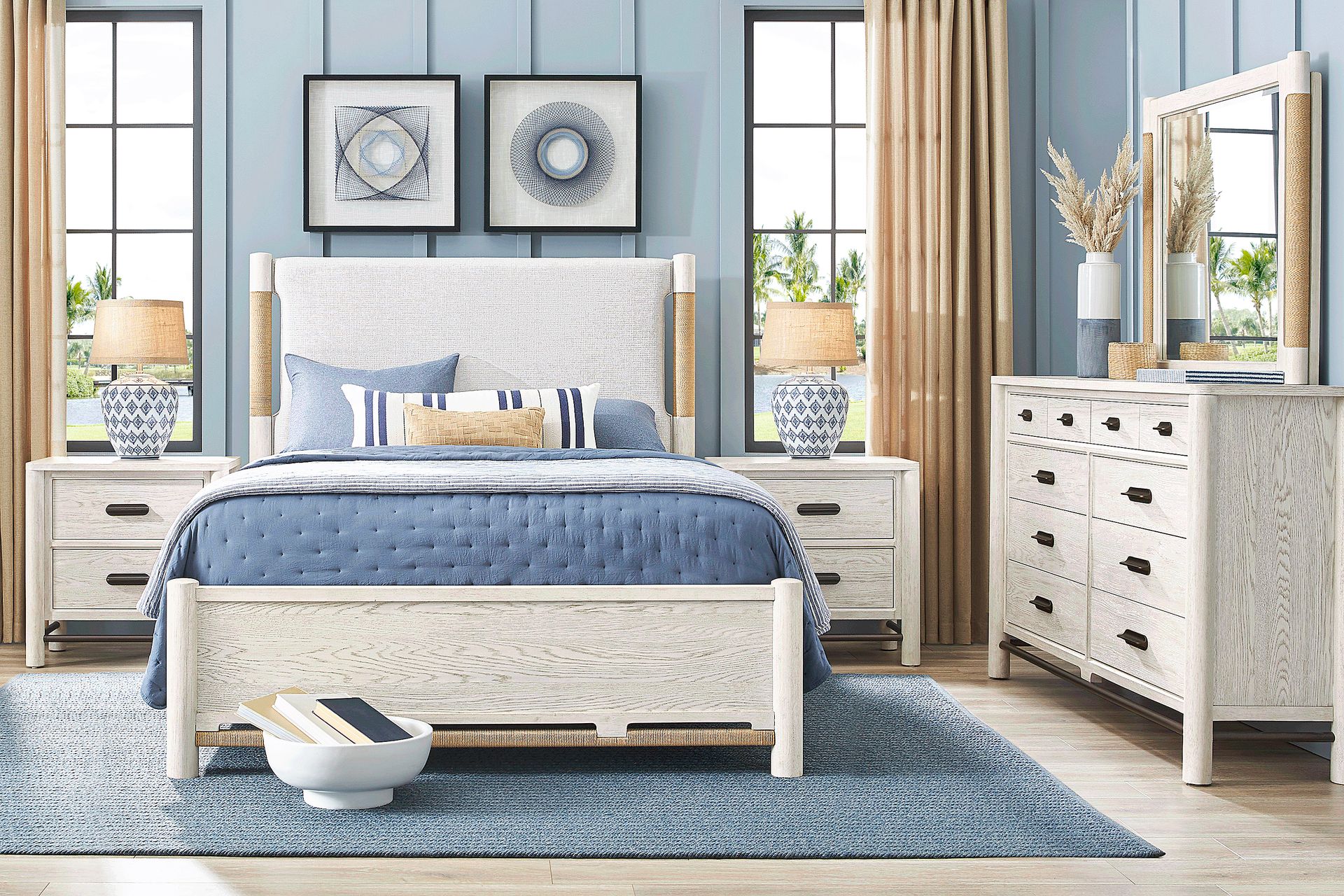 Caviar Cove White 5 Pc King Upholstered Bedroom - Image 1