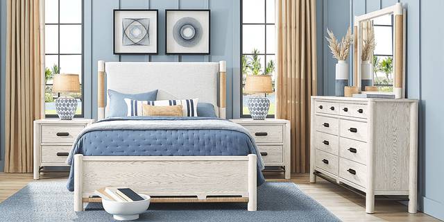 Caviar Cove White 3 Pc Queen Upholstered Bed - Thumbnail - Image 2