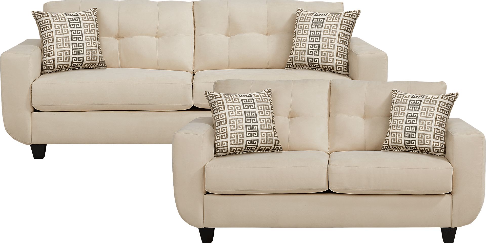 Cawdon Hills 2 Pc Beige Microfiber Living Room Set With Sofa, Loveseat ...