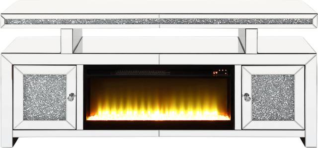 Cawthorn SIlver 63 in. Console, With Electric Fireplace - Thumbnail - Image 1