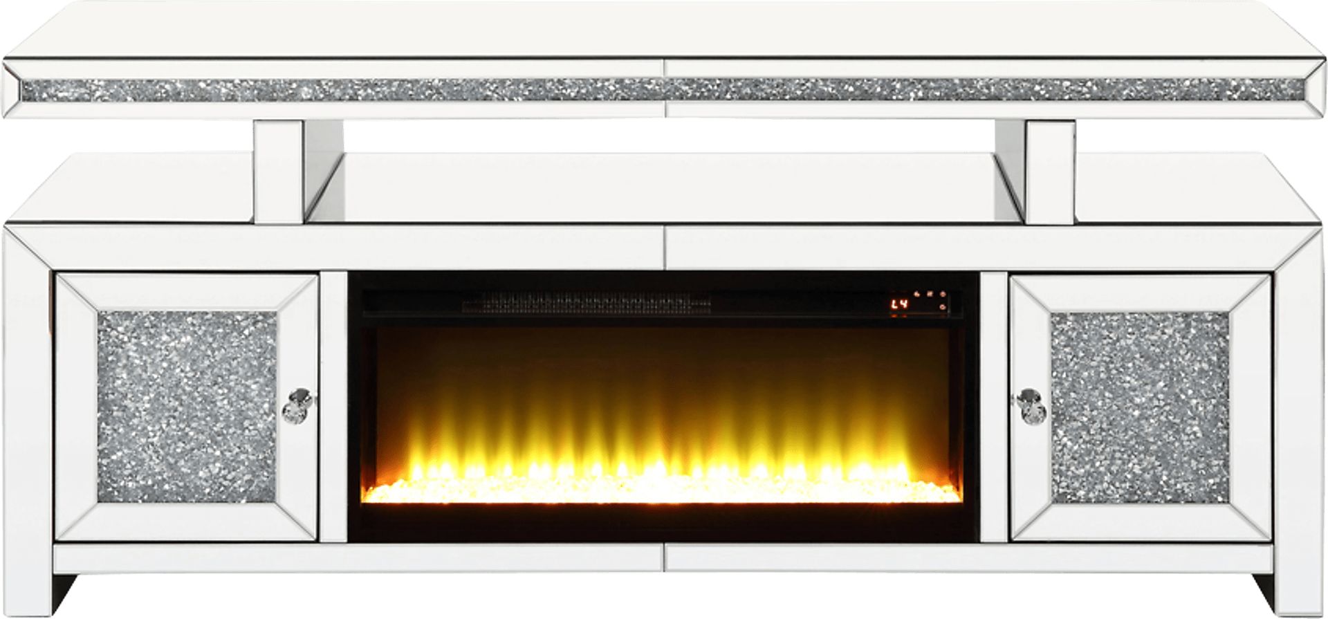 Cawthorn SIlver 63 in. Console, With Electric Fireplace - Image 1