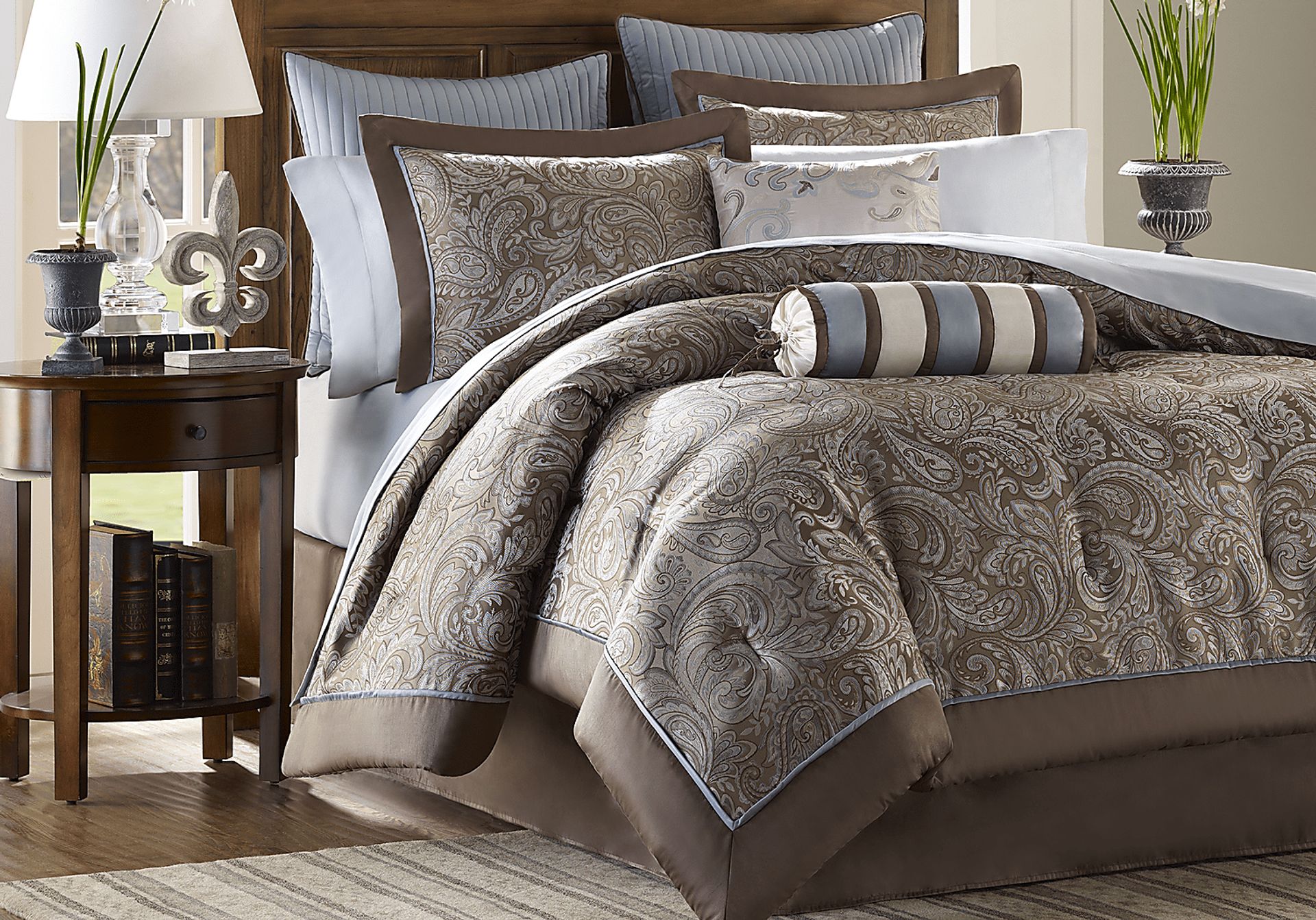 Cayla Brown 12 Pc Queen Comforter Set - Image 1