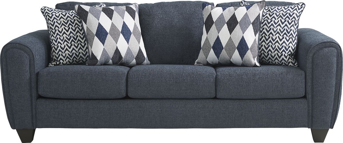 Caylor Falls Denim Blue Polyester Fabric Premium Sleeper Sofa 