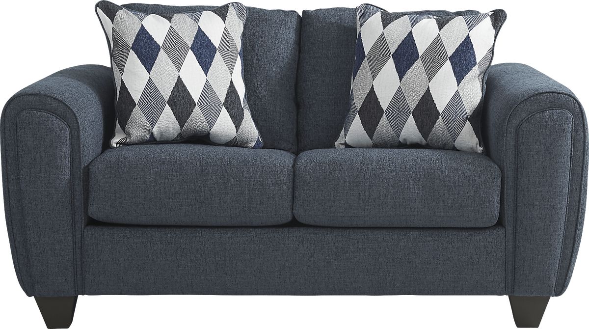 Caylor Falls 2 Pc Denim Blue Polyester Fabric Living Room Set With Sofa ...