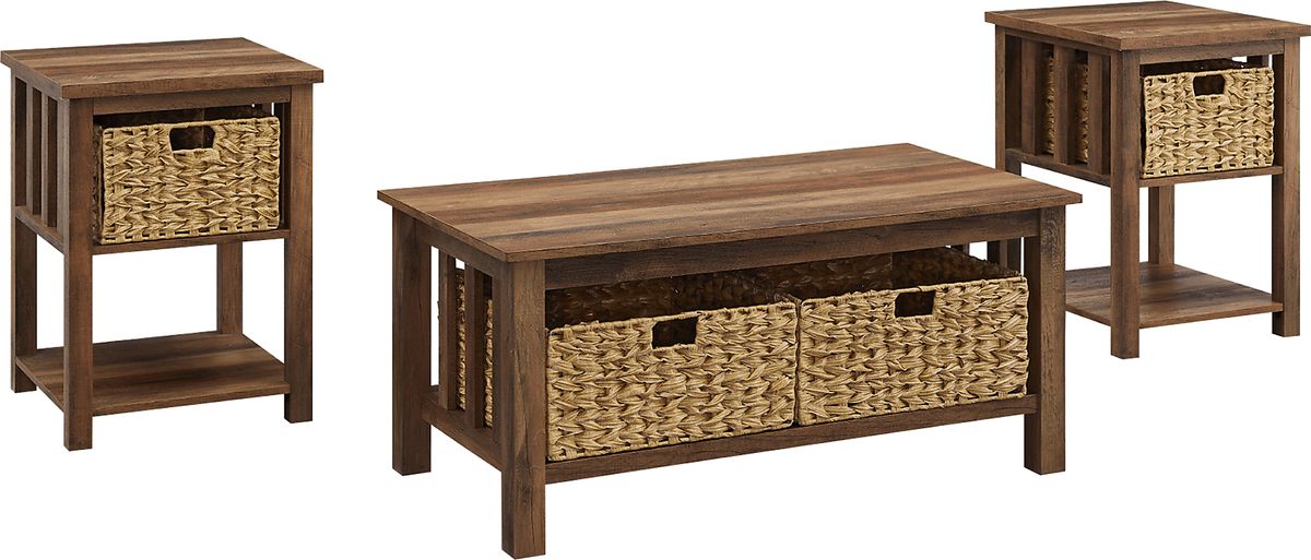 Cayuse Barnwood Brown Cocktail Table Set | Rooms to Go
