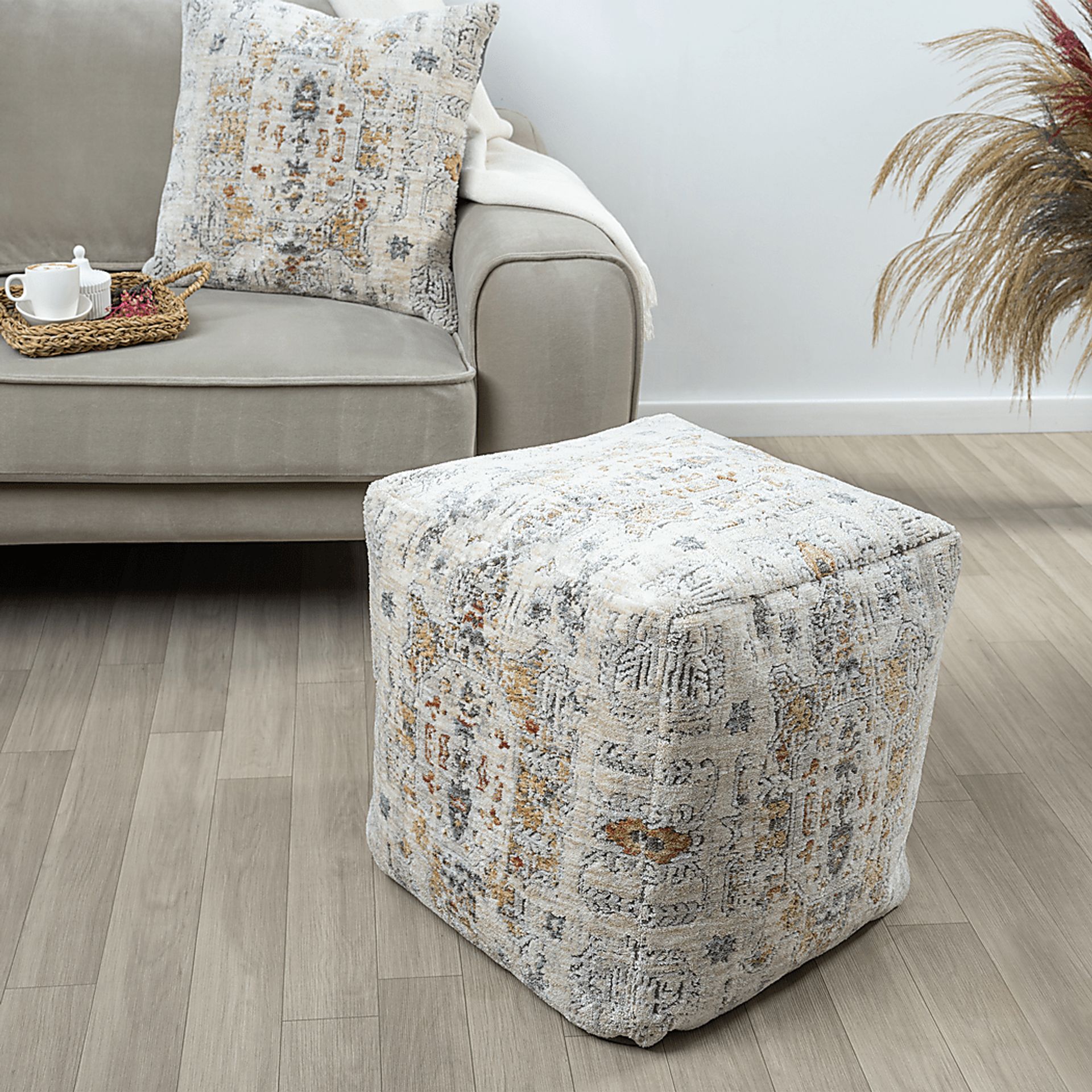 Ceasart Light Gray Pouf - Image 2