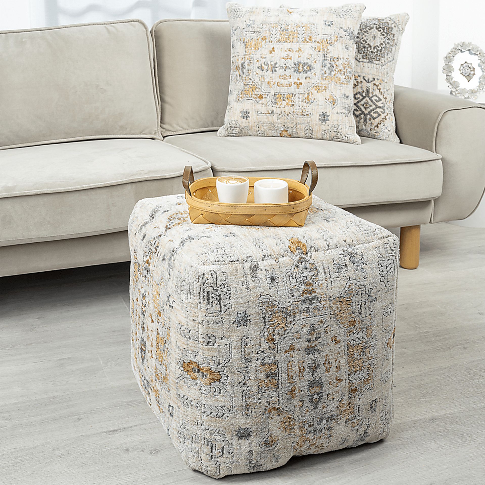 Ceasart Light Gray Pouf - Image 3