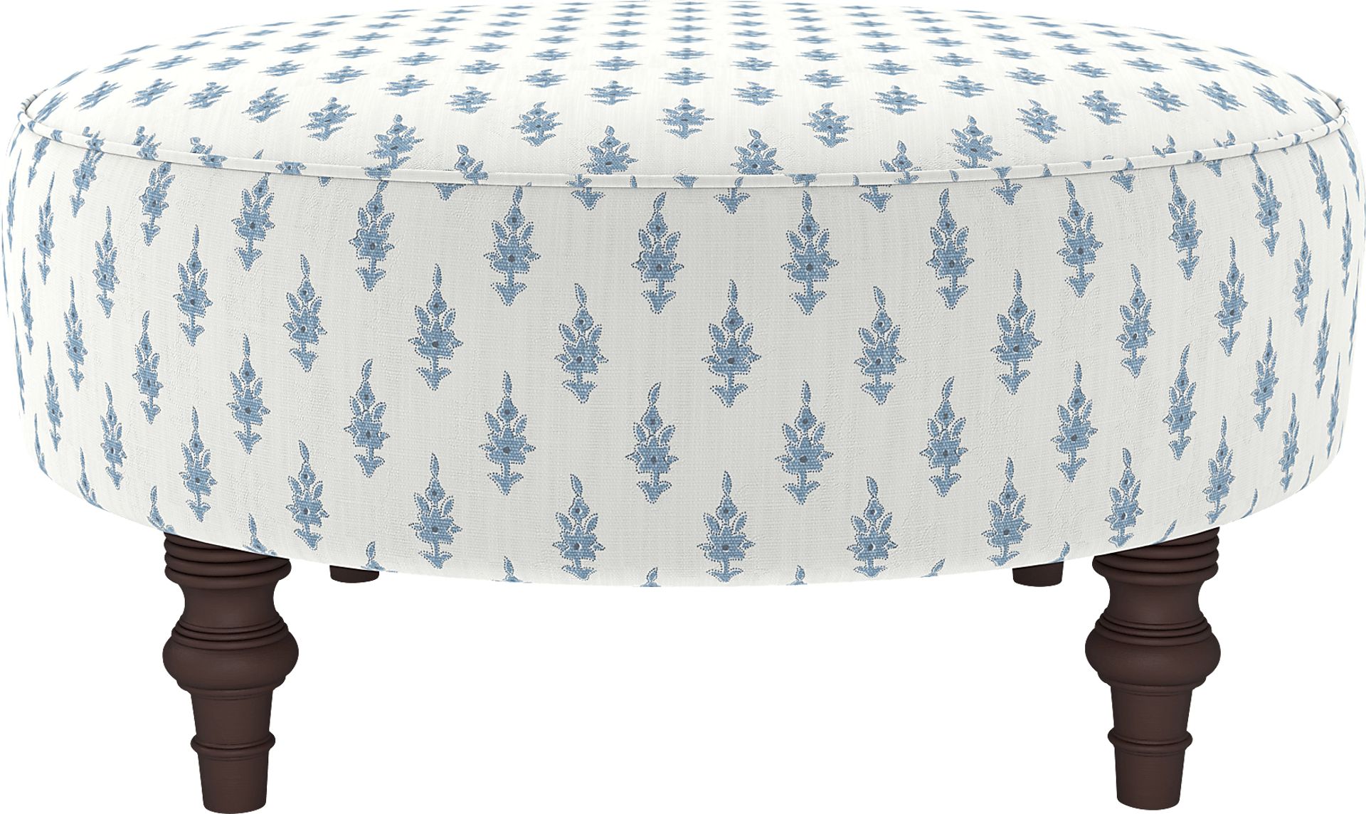 Ceberry Blue Round Ottoman - Image 1