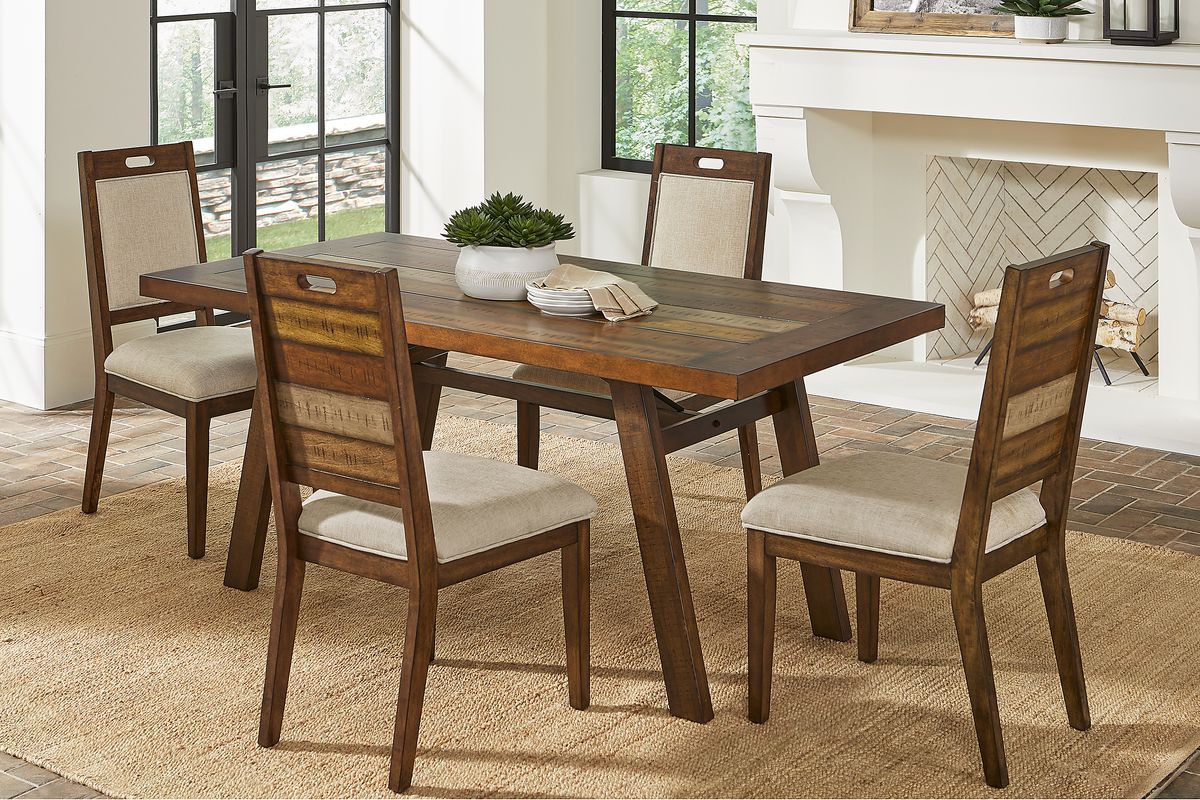 Cedar Creek 5 Pc Brown Dark Wood Dining Room Set With Dining Table ...