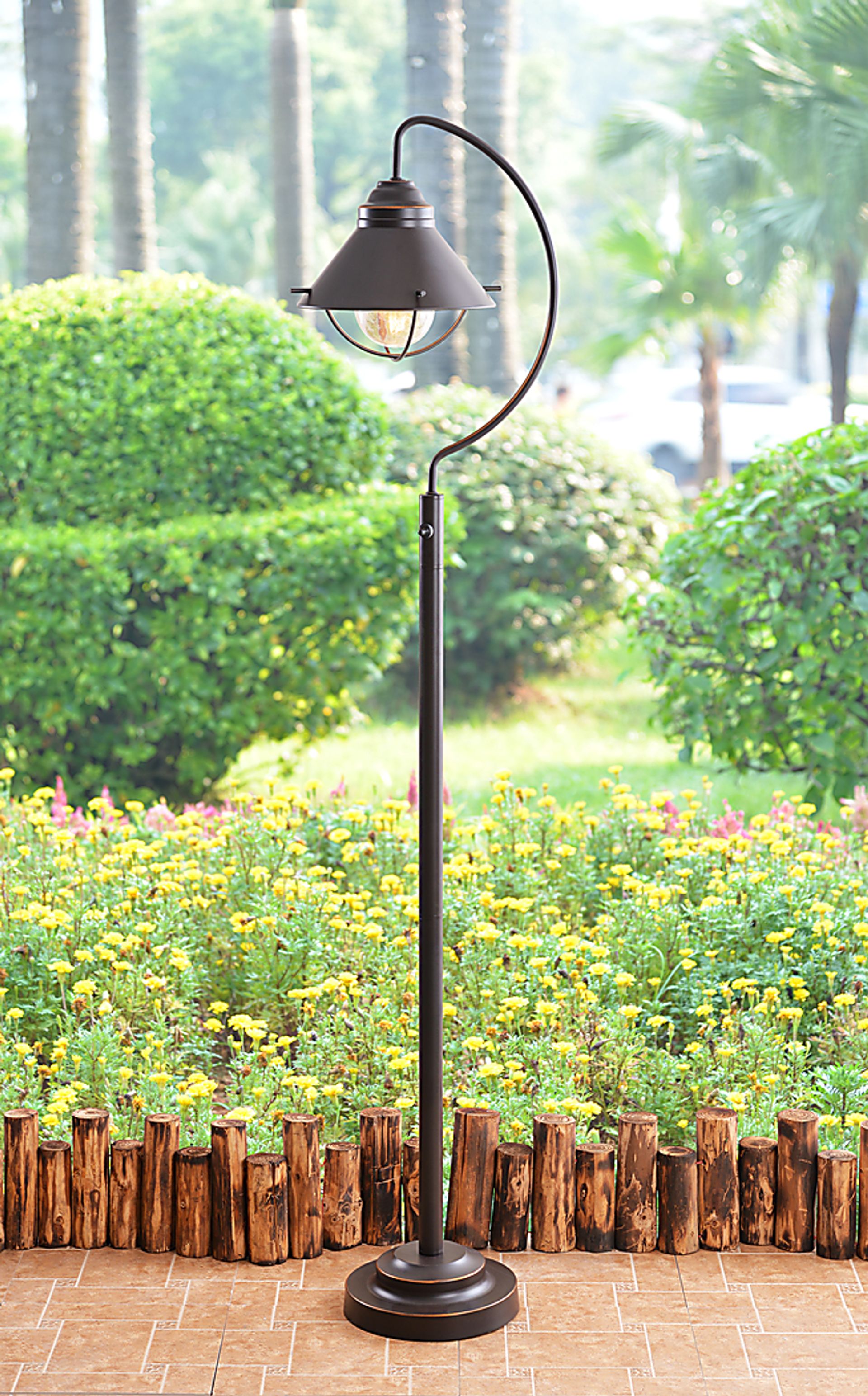 Cedar Island Brown Outdoor Floor Lamp - Image 5