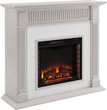 Cedardale I Gray 48 in. Console With Electric Log Fireplace