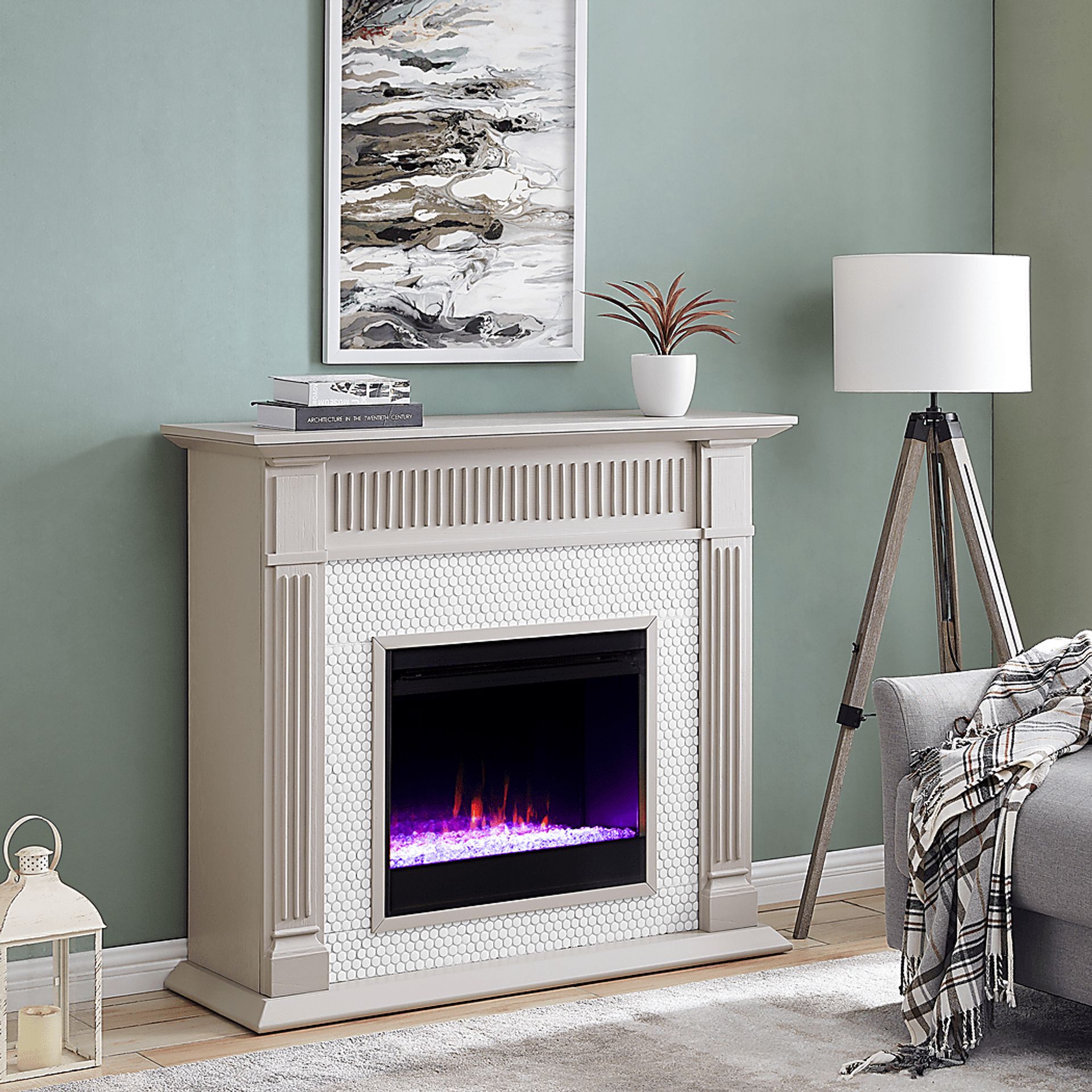 Cedardale I Gray 48 in. Console, With Color Changing Electric Fireplace - Image 9