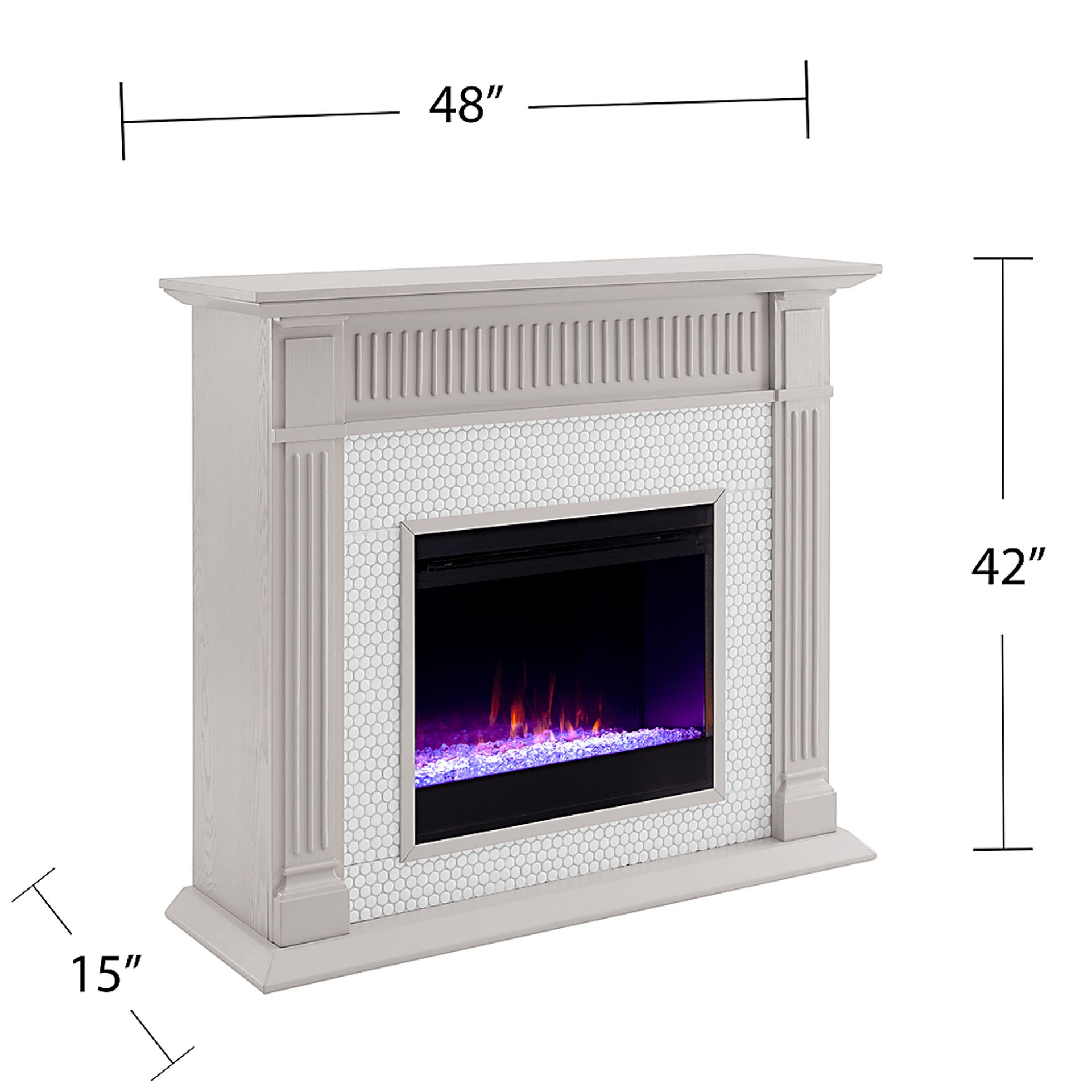 Cedardale I Gray 48 in. Console, With Color Changing Electric Fireplace - Image 10