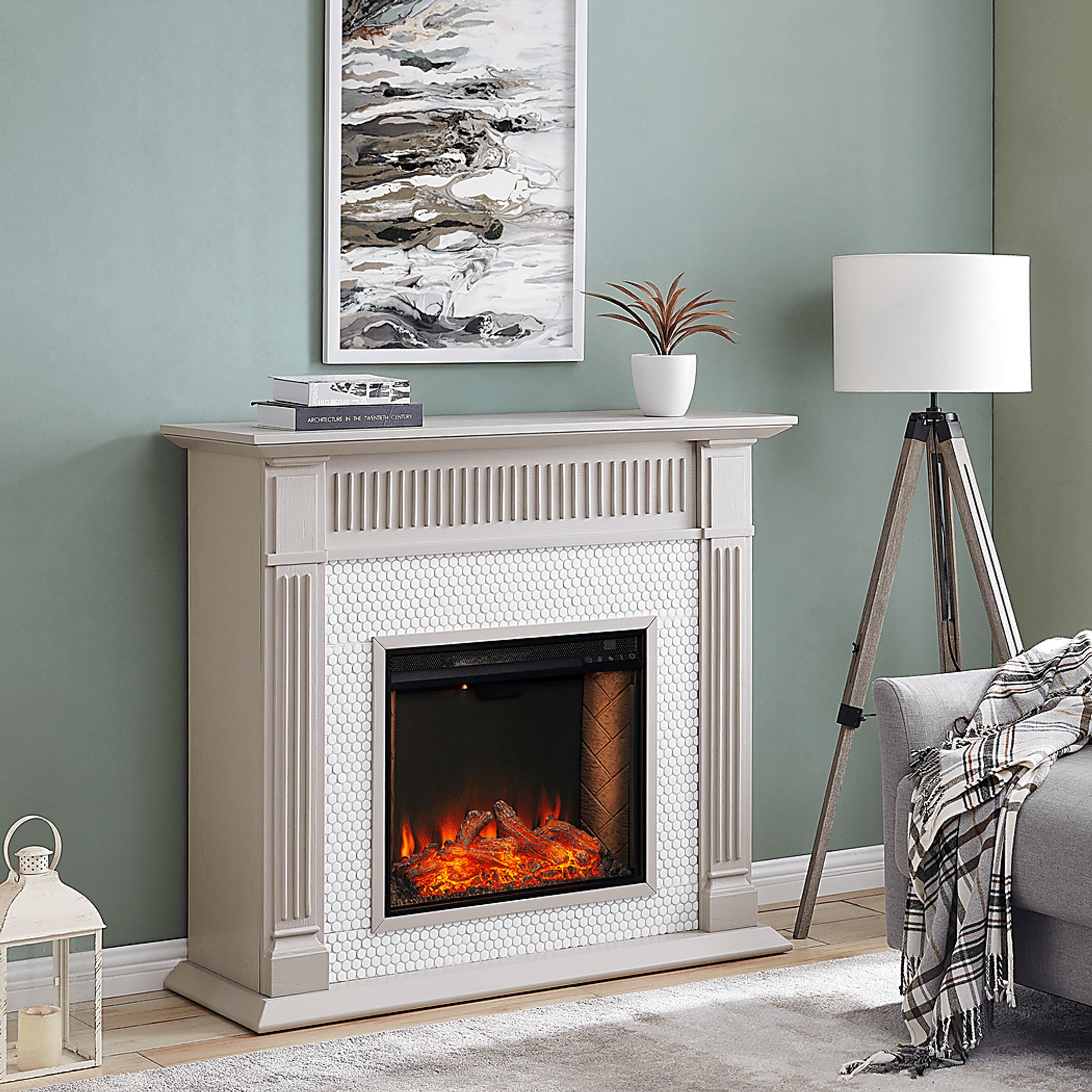 Cedardale III Gray 48 in. Console With Smart Electric Fireplace - Image 8