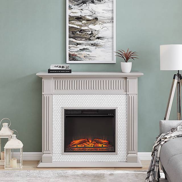 Cedardale V White 48 in. Console with Electric Fireplace - Thumbnail - Image 3