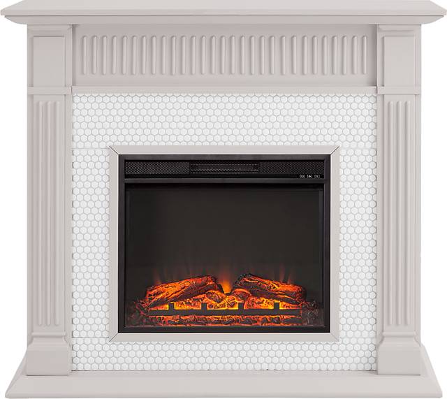 Cedardale V White 48 in. Console with Electric Fireplace - Thumbnail - Image 1