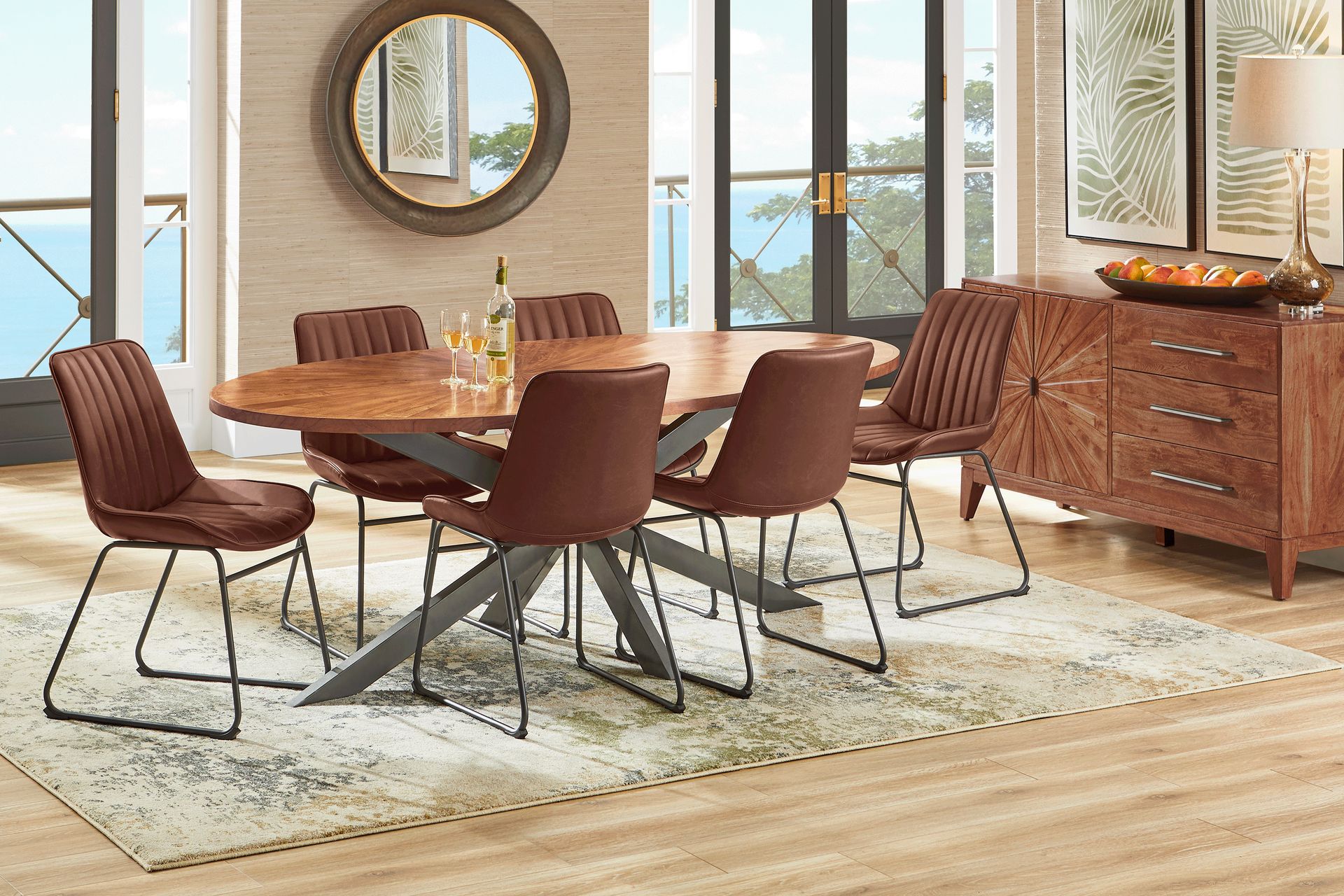Cedona View 5 Pc Natural Light Wood Brown Dining Room Set With Dining ...