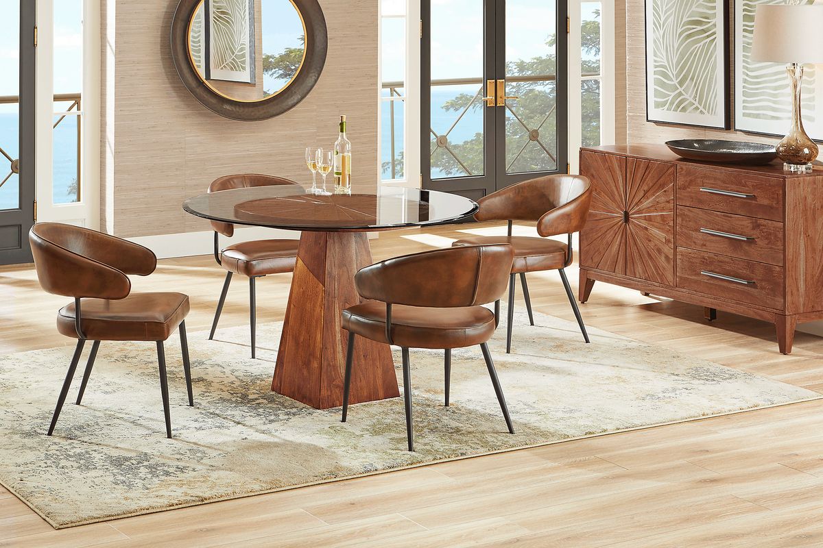 Cedona View 5 Pc Natural Light Wood Brown Dining Room Set With Dining ...