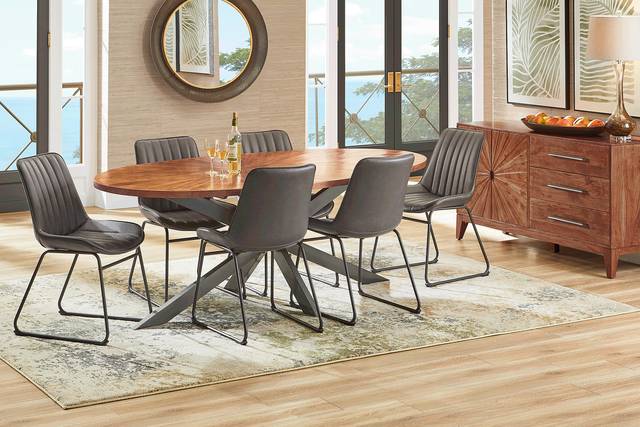 Cedona View Natural 5 Pc Dining Room with Gray Chairs - Thumbnail - Image 1