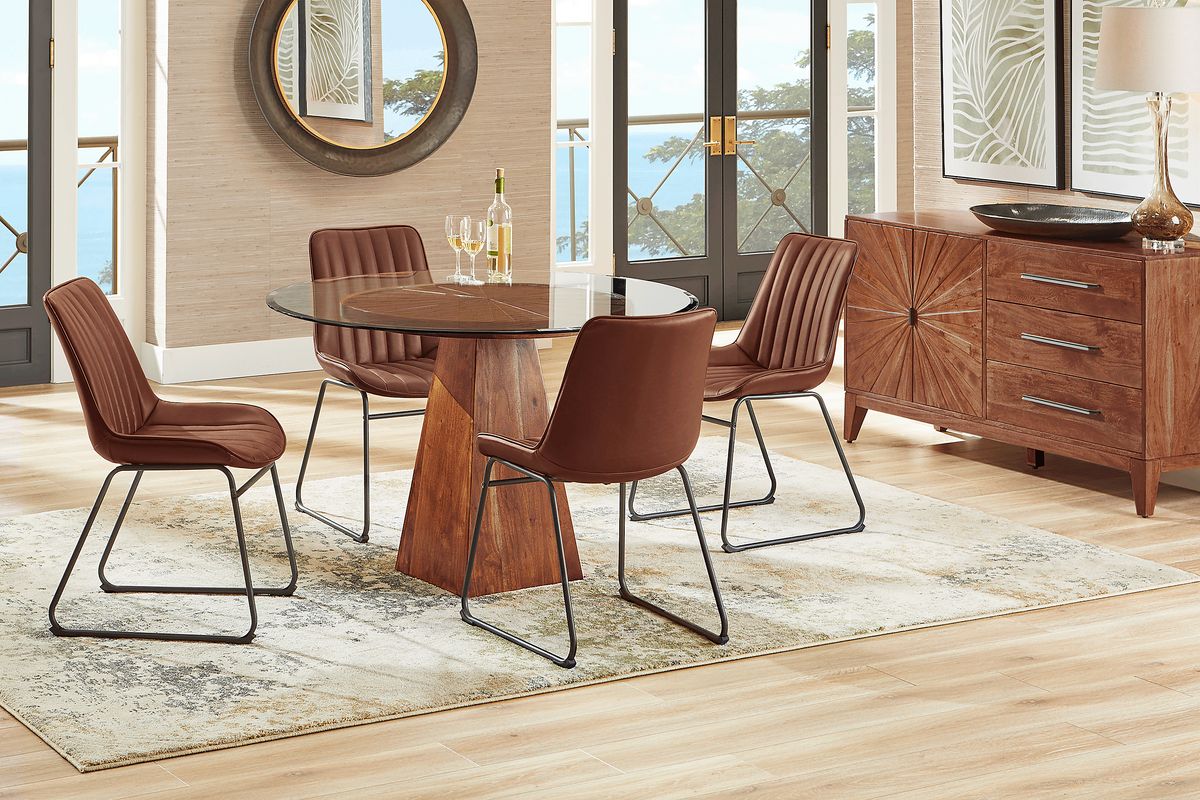 Cedona View 5 Pc Natural Light Wood Brown Dining Room Set With Dining ...