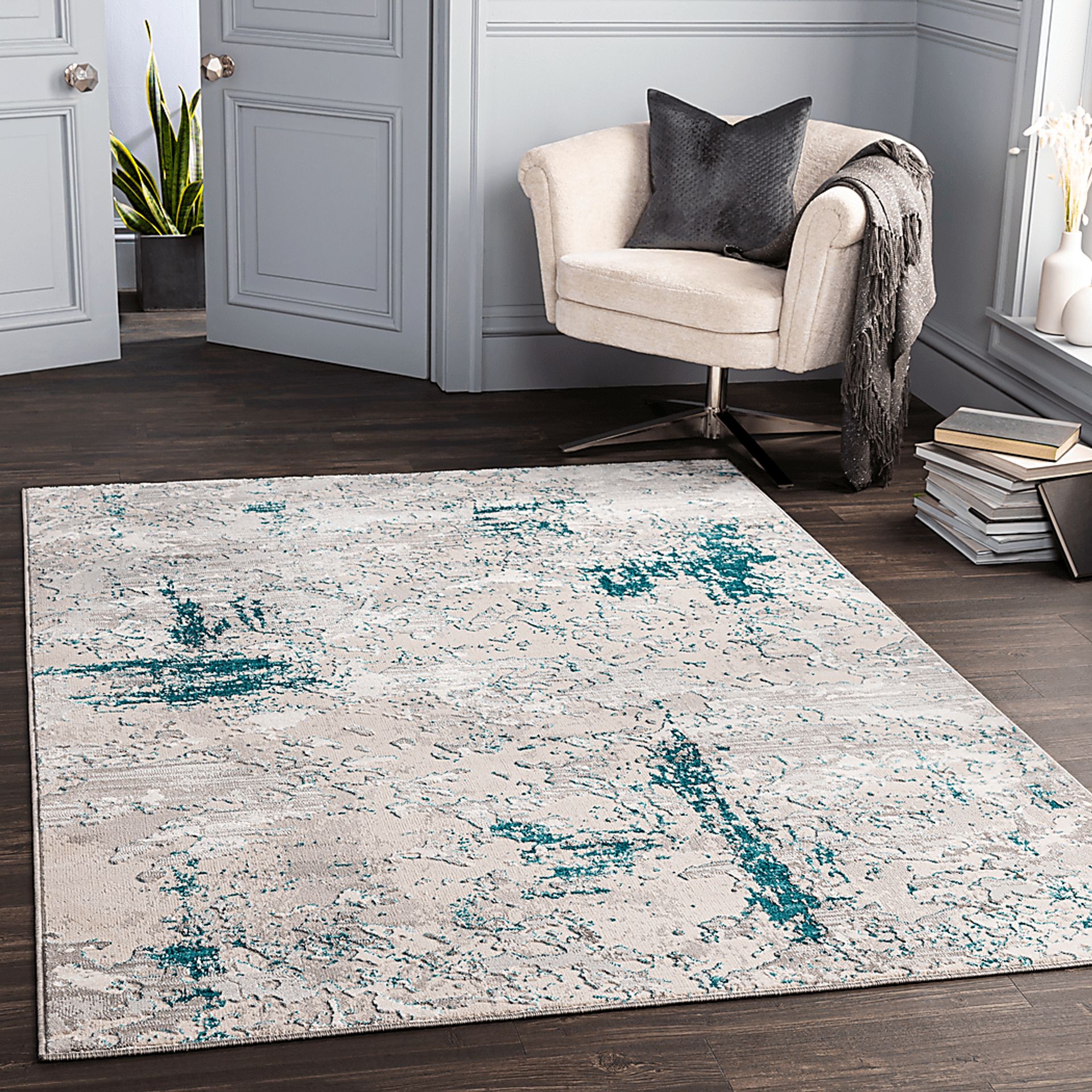 Celesse Teal 6'7 x 9' Rug - Image 6