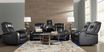 Cenova Black Leather 2 Pc Living Room with Dual Power Reclining Sofa