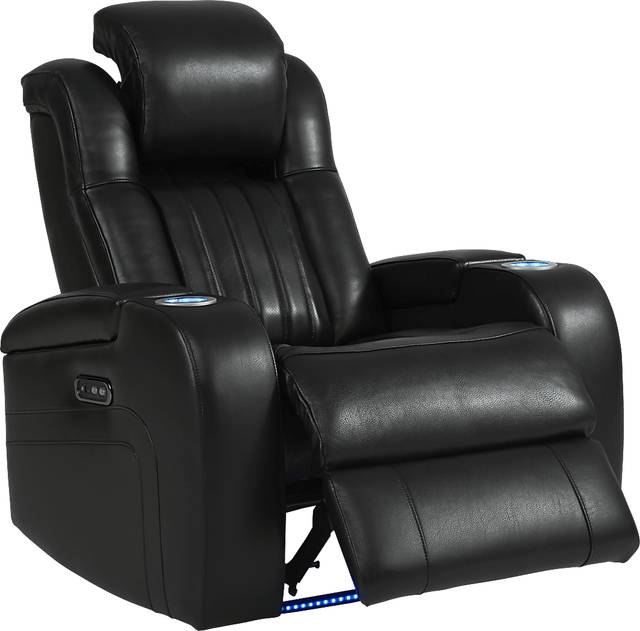 Cenova Black Leather Dual Power Recliner - Thumbnail - Image 2