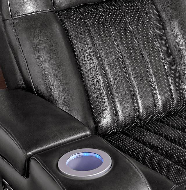 Cenova Black Leather Dual Power Recliner - Thumbnail - Image 4