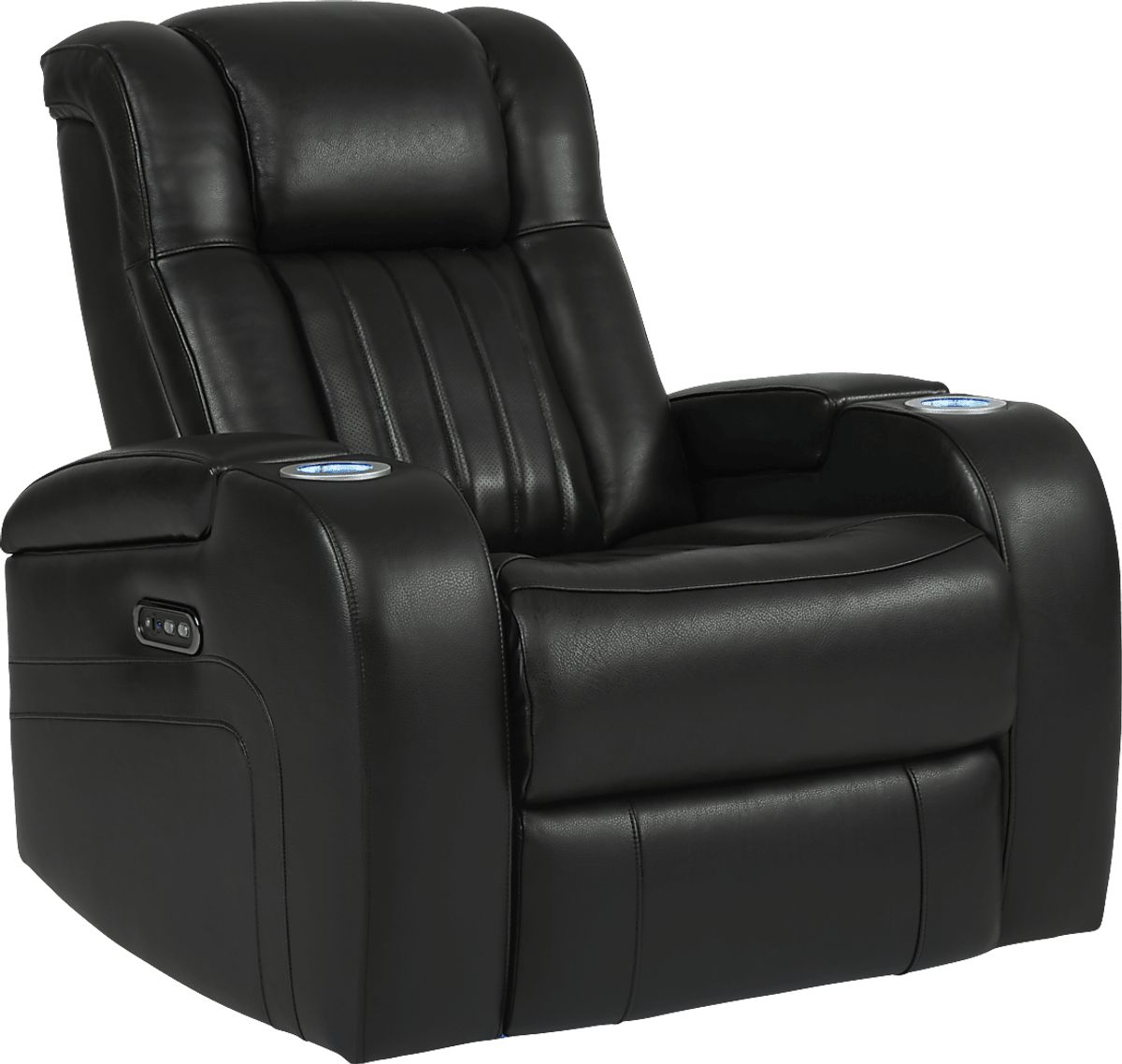Cenova 3 Pc Black Leather Dual Power Reclining Living Room Set With