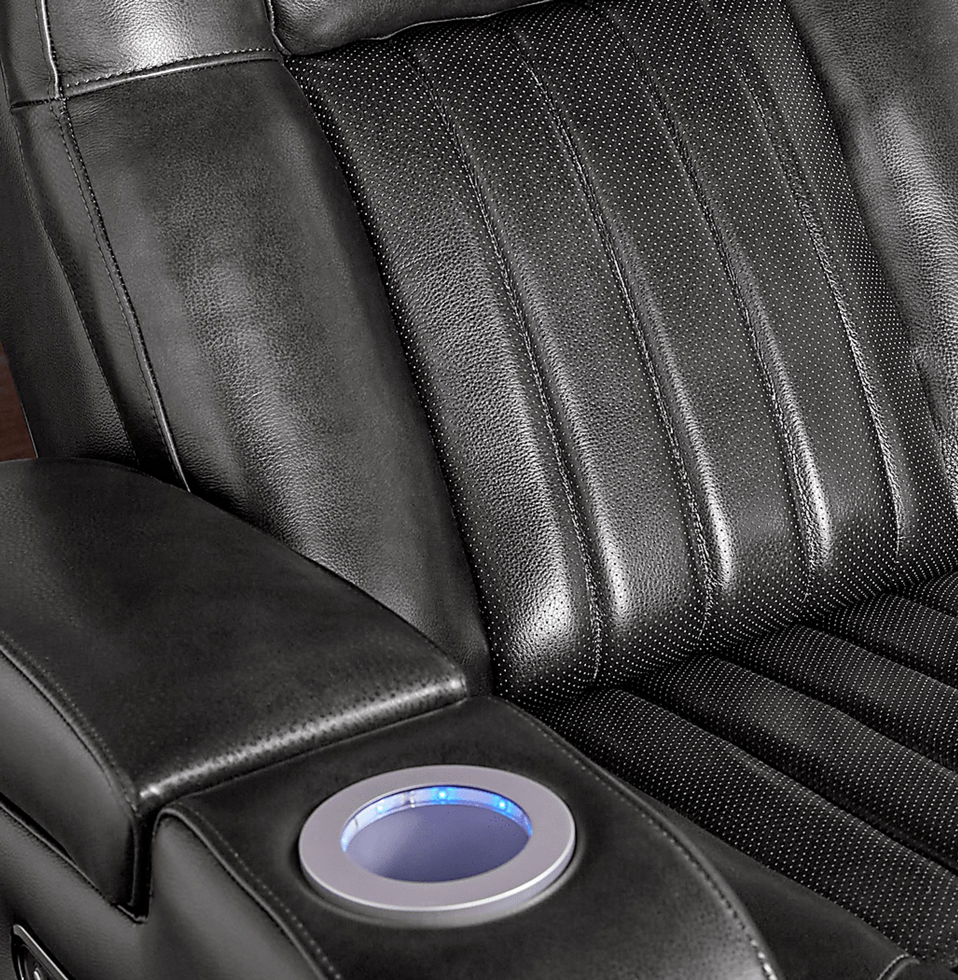 Cenova Black Leather 7 Pc Dual Power Reclining Living Room - Image 19