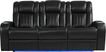 Cenova Black Leather 7 Pc Living Room with Power Reclining Sofa