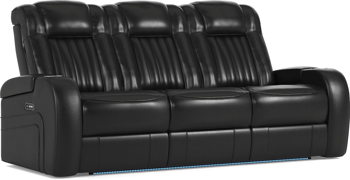 Cenova Black Leather 3 Pc Dual Power Reclining Living Room Rooms To Go
