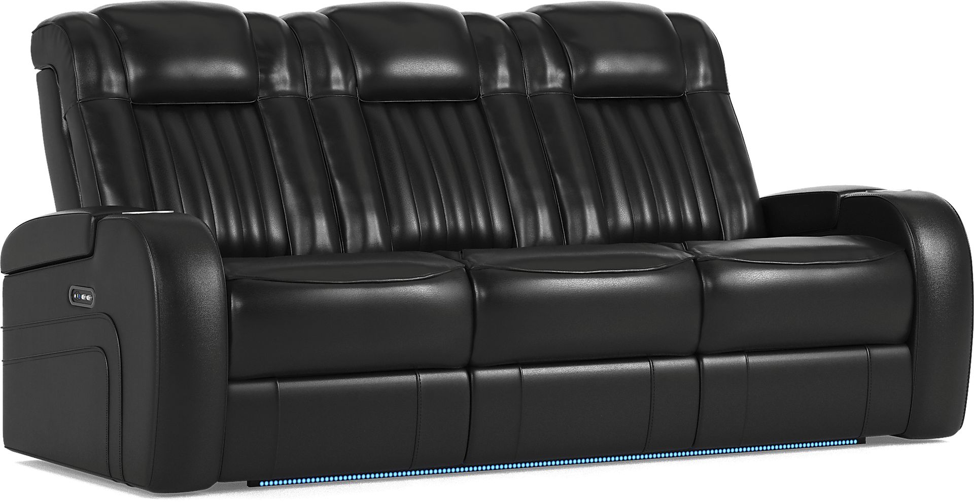 Cenova Black Leather Dual Power Reclining Sofa - Image 3